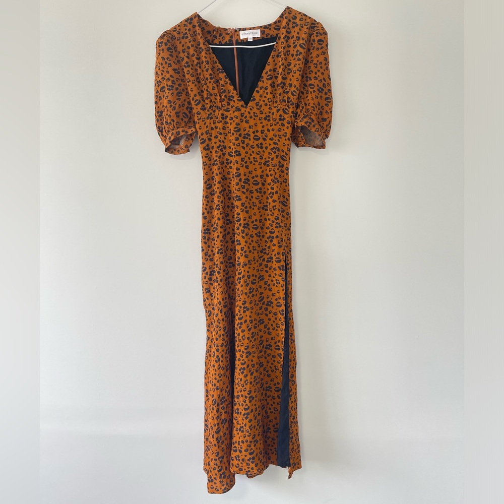 Leopard Print Summer Luxury Dress, with leg slit. Fits XXS to S